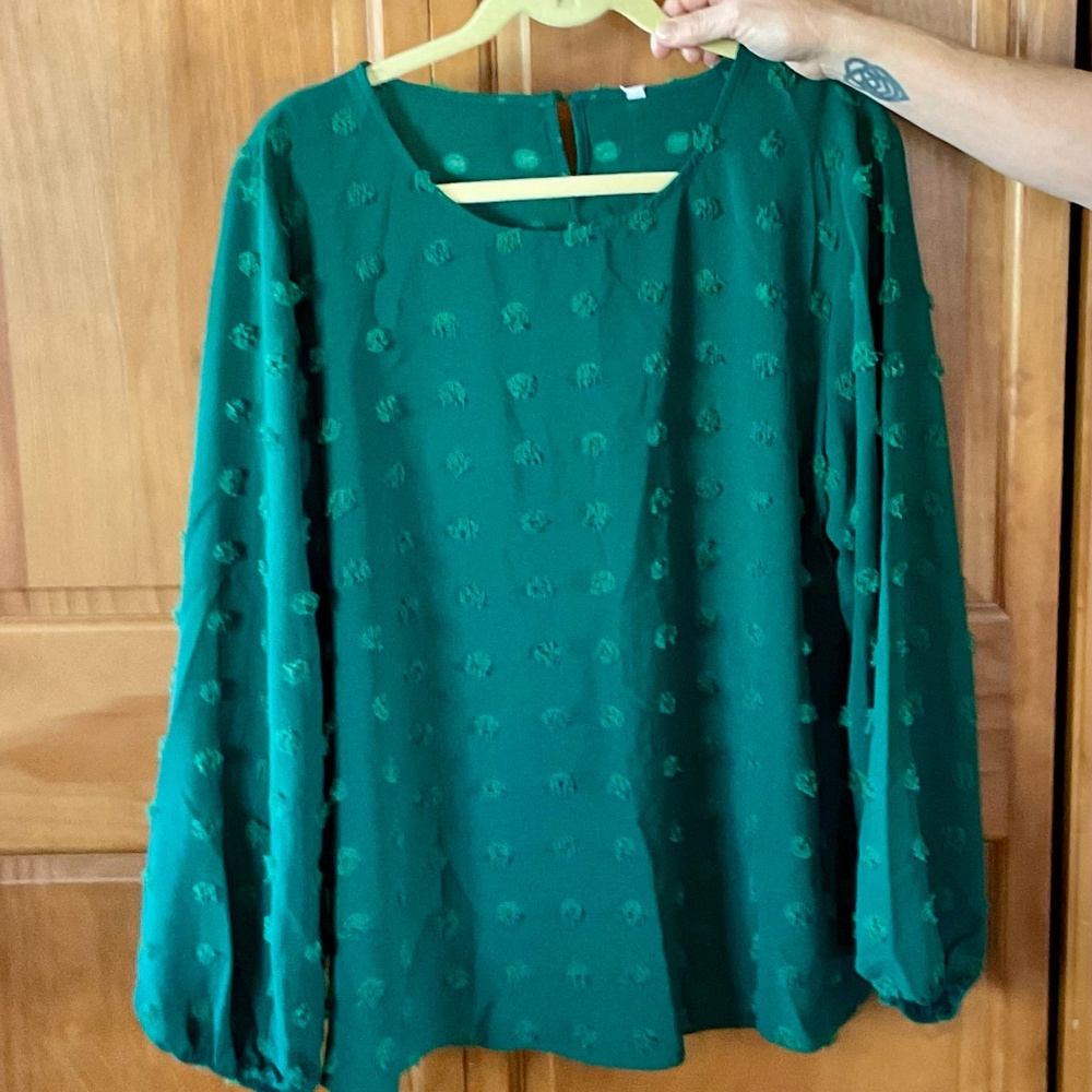 Long Sleeve Green Peasant Shirt